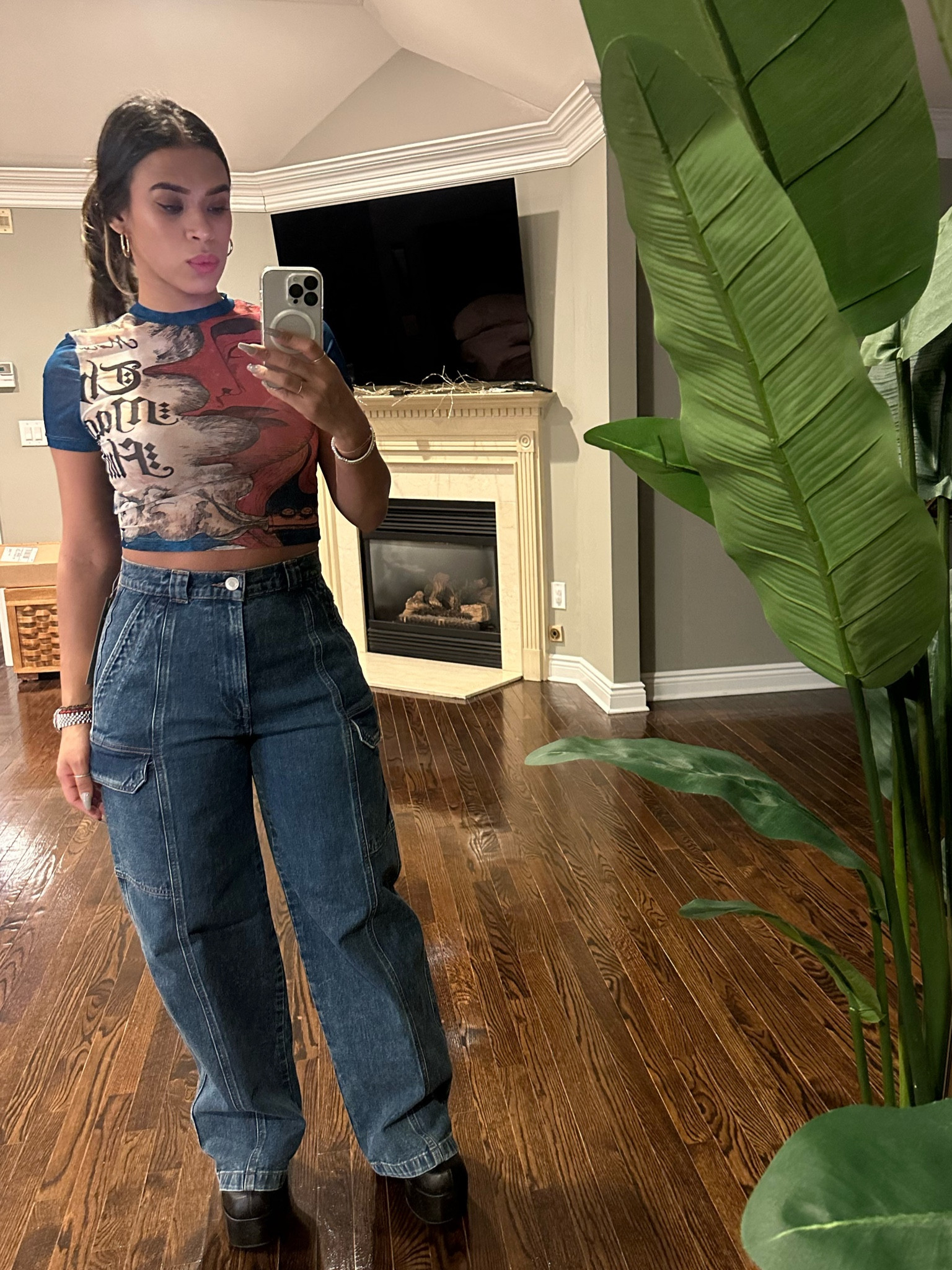 Sheer top, wide leg jeans, platform boots 🖤

#LTKFind #LTKstyletip #LTKfit