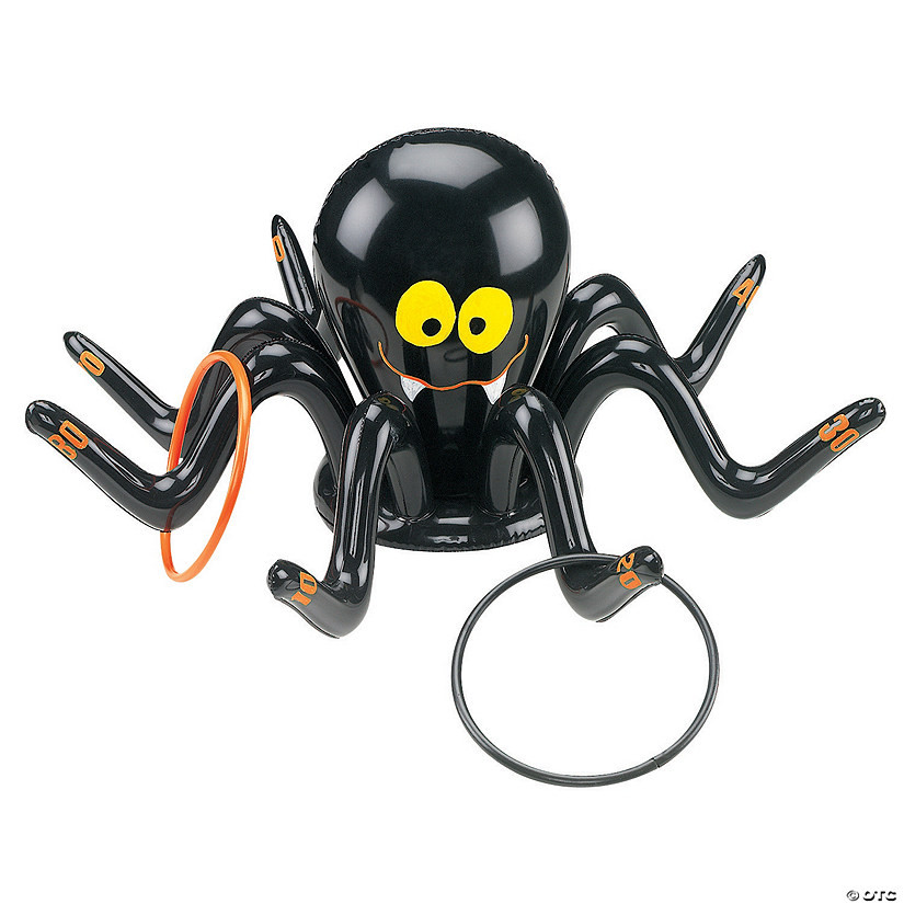 6 1/2" Inflatable Black and Orange Smiling Spider Ring Toss Game | Oriental Trading Company