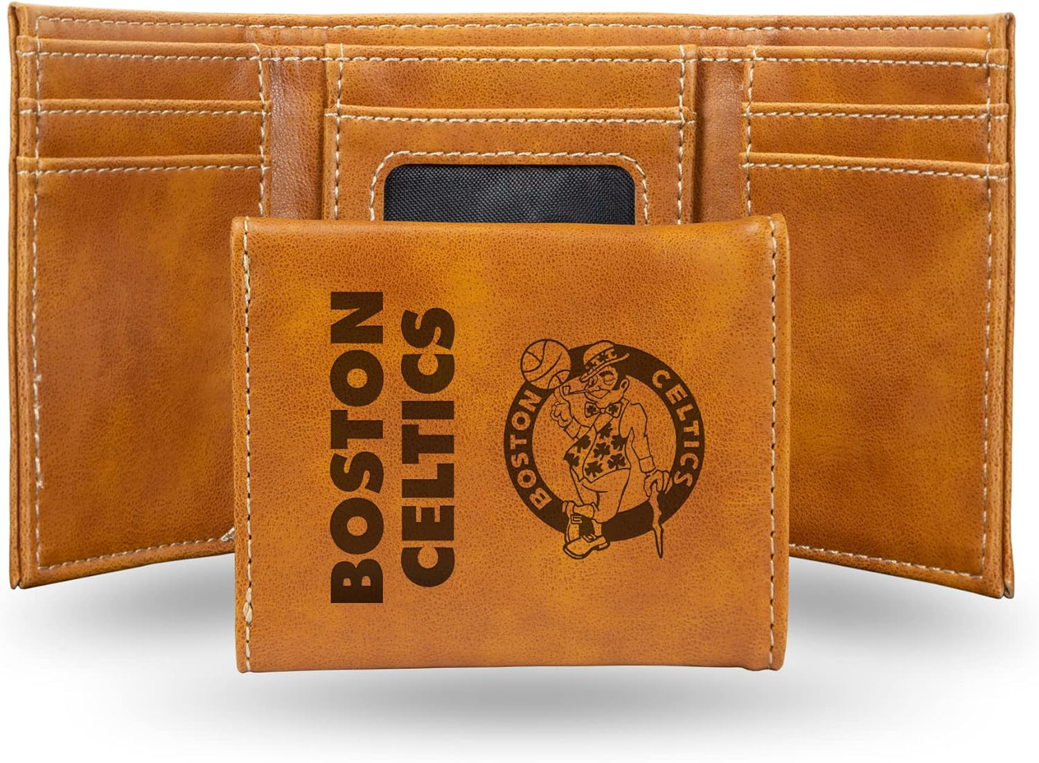 NBA Boston Celtics Premium Laser Engraved Vegan Brown Leather Tri-fold Wallet - Slim yet Sturdy D... | Amazon (US)
