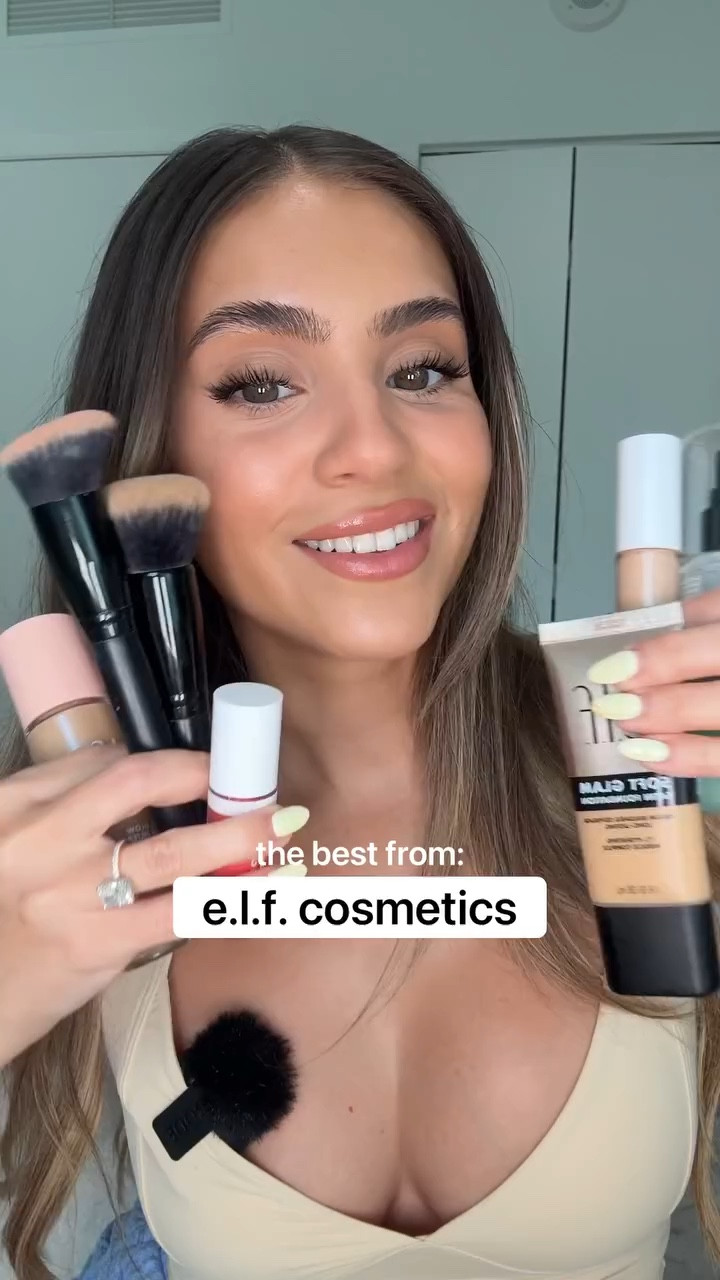 Full face of the best from @elfcosmetics , these are products I’m constantly reaching for! I linked everything below for easy access. 

- e.l.f. power grip primer + 4% niacinamide
- e.l.f. soft glam satin foundation shade 31 
- e.l.f. ultimate blending brush 
- e.l.f. putty color correcting eye brightener 
- e.l.f. hydrating camo concealer shade light sand
- e.l.f. flawless concealer brush 
- e.l.f. camo liquid blush shade coral crush
- e.l.f. liquid blush brush 
- e.l.f. halo glow setting powder + powder puff
- e.l.f. wing it liner brush 
- e.l.f. lash n roll mascara 
- e.l.f. halo glow liquid filter shade 3 
- e.l.f. cream glide lip pencil shade peachy pink 
- e.l.f. glow reviver lip oil shade honey talks 
- e.l.f. power grip dewy setting spray 

#fullfaceofelf #elfcosmetics #fullfacedrugstoremakeup #beautyvideo #makeupvideos #longvideo #indepthmakeuptutorial #bestofelf #bestofelfcosmetics #drugstoremakeup #makeupmusthaves #drugstoremakeupfavorites #makeupreview #makeupforbeginners #howtodomakeup #makeupbrushes