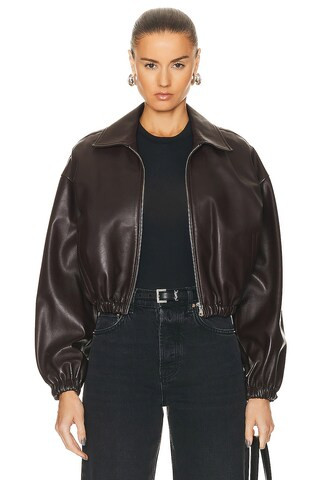 Luna Cropped Leather Bomber Jacket | FWRD 
