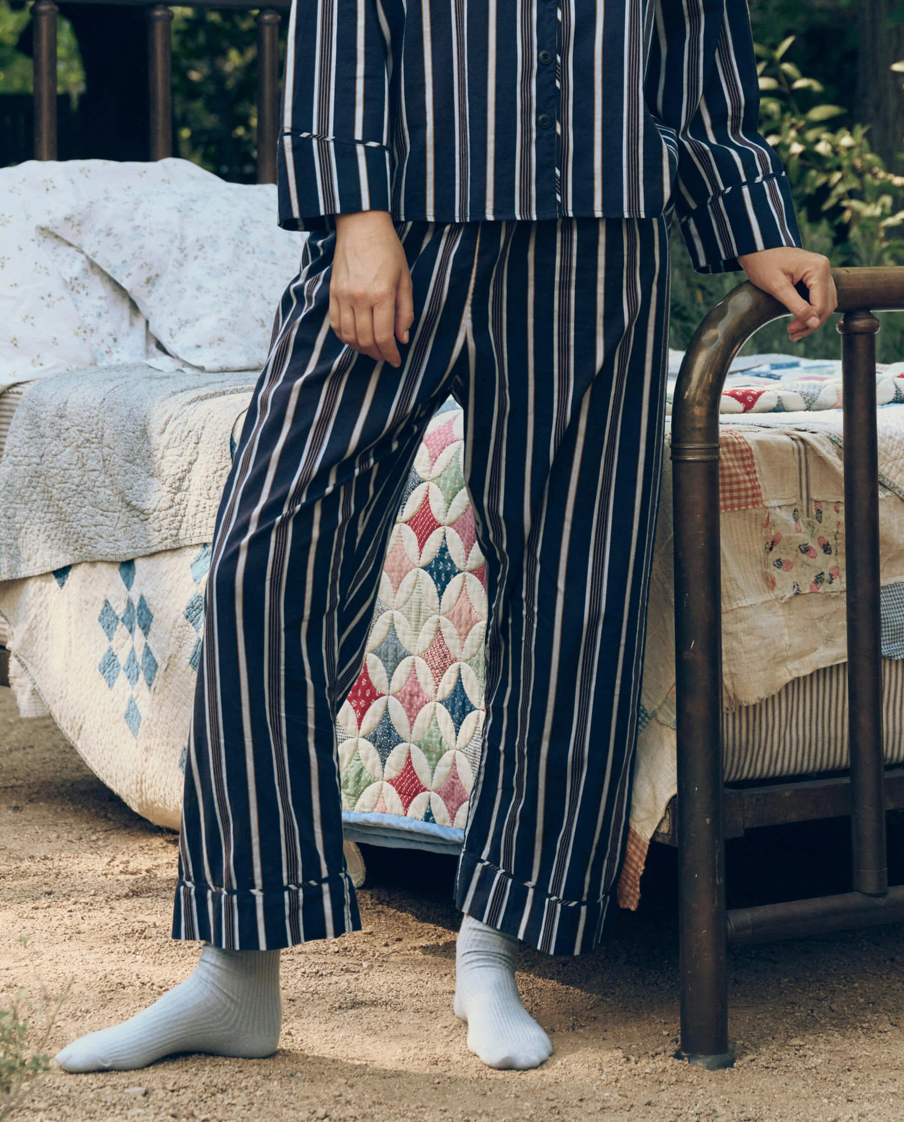 The Easy Sleep Pant. -- Coastline Stripe | THE GREAT.