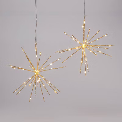 2pc 12" LED Twinkling Starburst Christmas Novelty Sculpture Light White with Gold Wire - Wondersh... | Target
