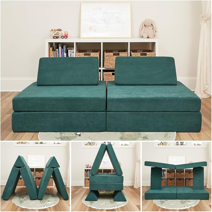 Modular Kids Play Couch, Endless Configurations, Great for Forts and Imaginative Play (Emerald Gr... | Amazon (CA)