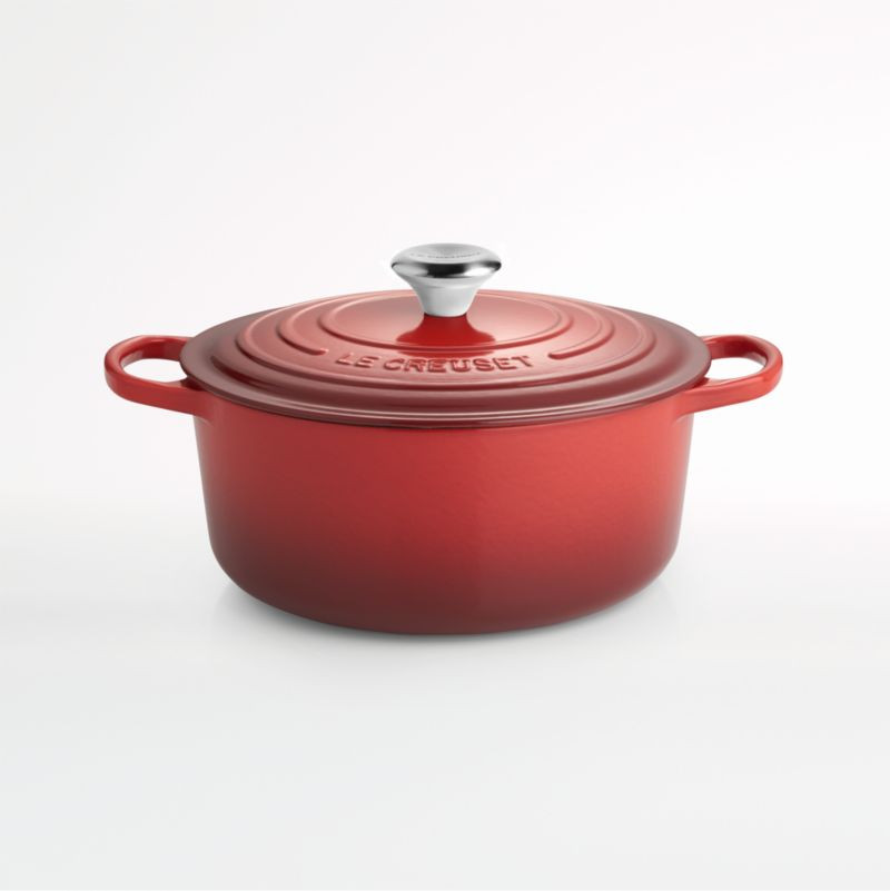 Le Creuset Signature 5.5-Qt. Round Cerise Red Enameled Cast Iron Dutch Oven with Lid + Reviews | ... | Crate & Barrel