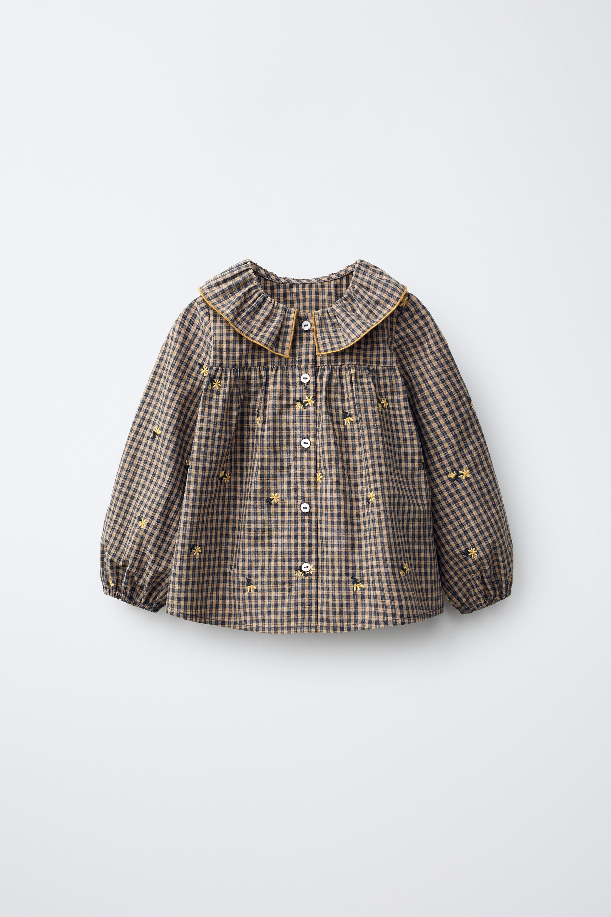 EMBROIDERED FLORAL GINGHAM SHIRT | Zara US