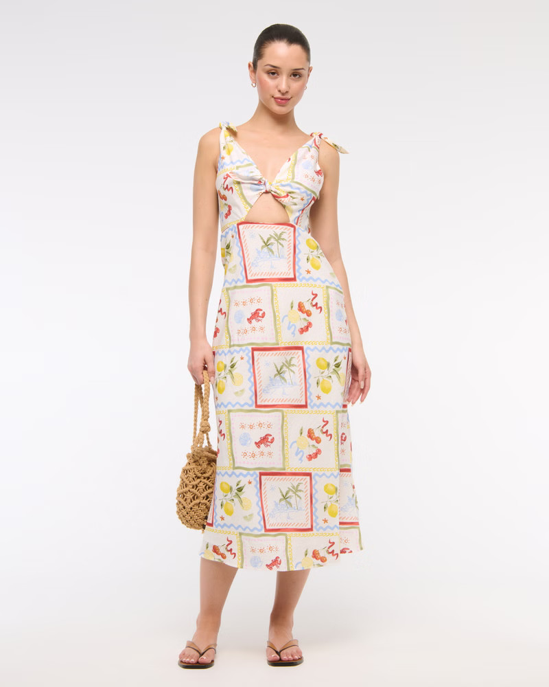 Tie-Front Scarf Midi Dress | Abercrombie & Fitch (US)