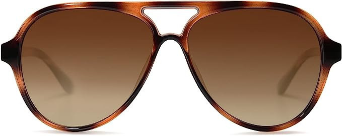 SOJOS Retro Polarized Aviator Sunglasses Womens Mens Classic Double Bridge Sun Glasses SJ2201 | Amazon (US)