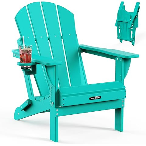 KINGYES Folding Adjustable Adirondack Chair with Retractable Ottoman Set of 2, Aruba | Amazon (US)