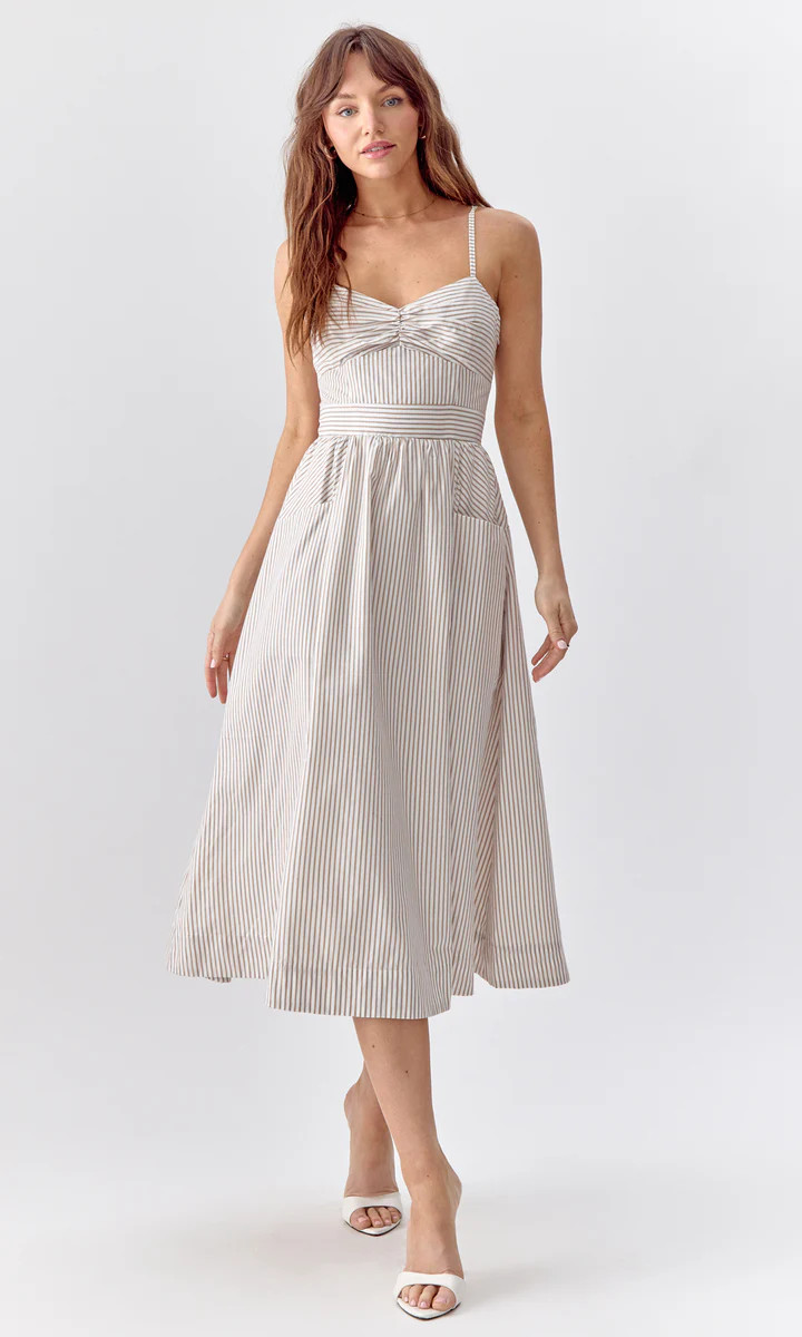Harper Stripe Midi Dress | Greylin Collection | Women's Luxury Fashion Clothing 