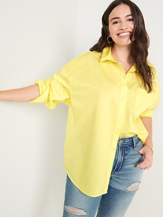 Oversized Boyfriend Long-Sleeve Shirt for Women | Old Navy (US)