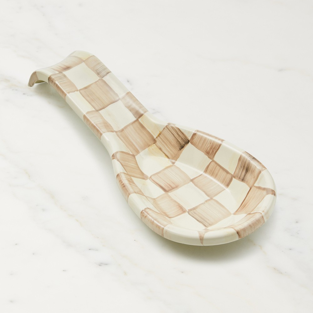 MacKenzie-Childs Mocha Check Spoon Rest | Williams-Sonoma