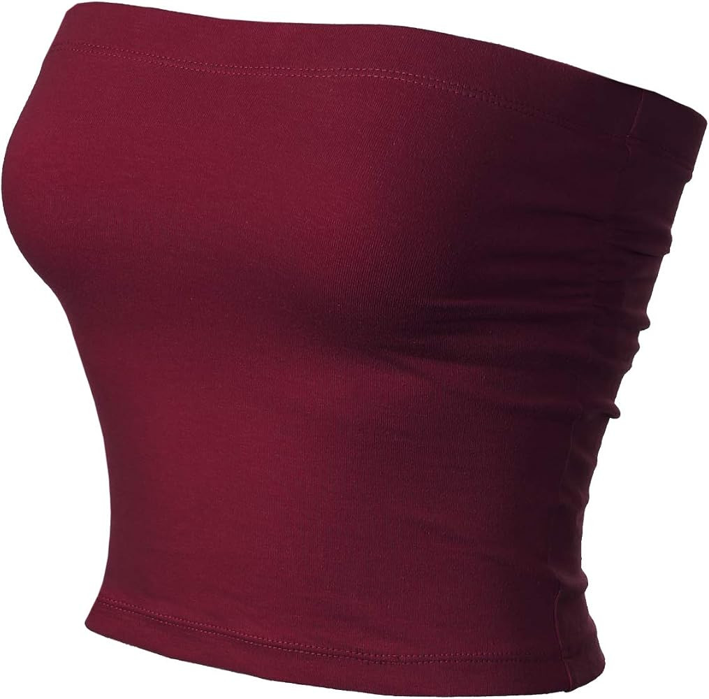 MixMatchy Women's Basic Tube Tops Built in Shelf Bra Strapless Crop Tops Bandeau Sexy Summer Outf... | Amazon (US)