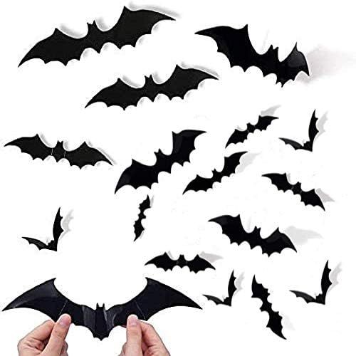 120 Pcs 3D Bats Stickers, Halloween Party Supplies Waterproof Scary Bats Wall Decor DIY Home Window  | Amazon (US)