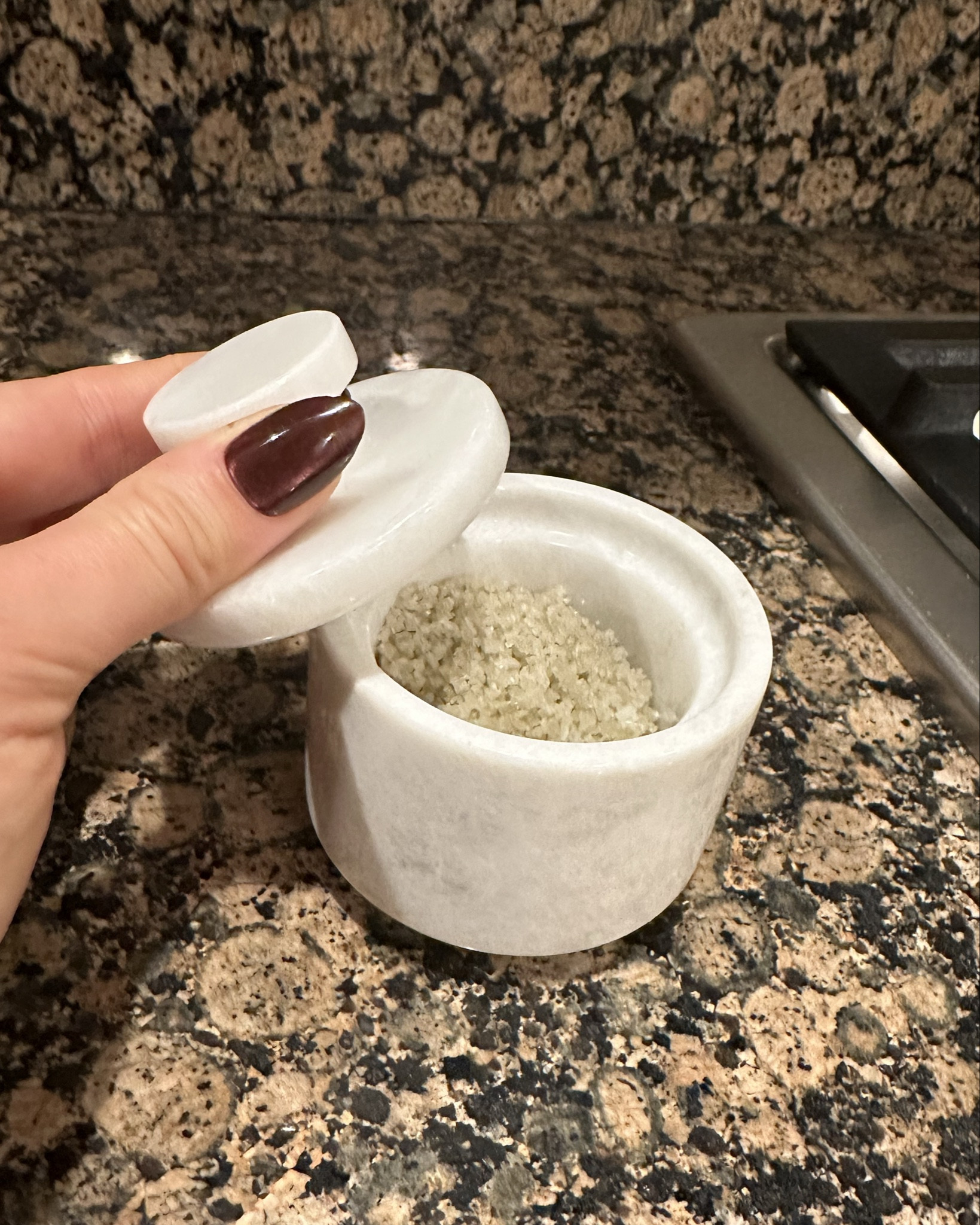 love this marble/onyx salt cellar 