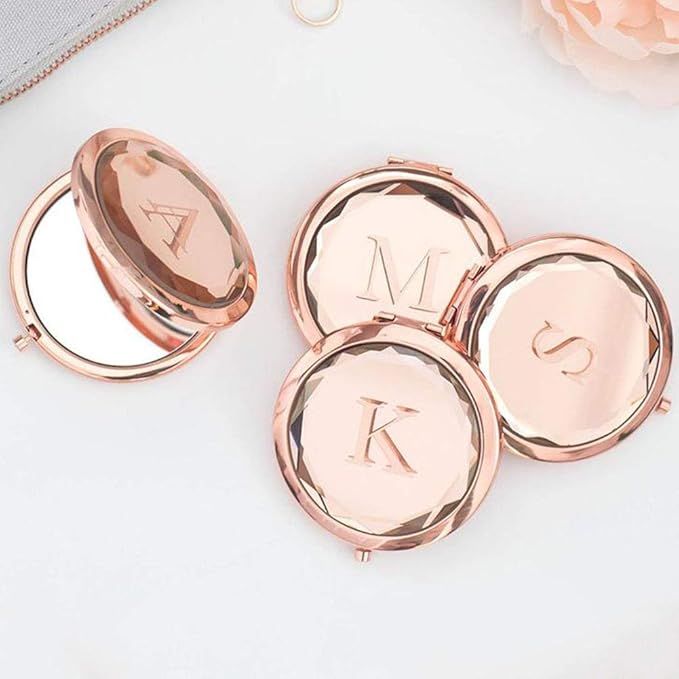 Clibeslty Personalized Bride Tribe Compact Mirrors Custom Rose Gold Compact Mirrors for Bridal Pa... | Amazon (US)