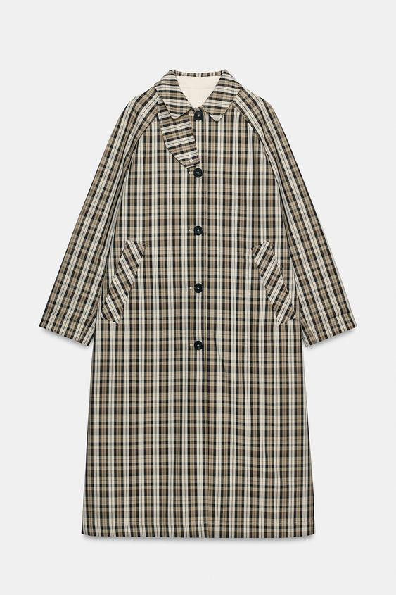Zara - Reversible Plaid Trench Coat Zw Collection - Beige - Xl - Woman | Zara US