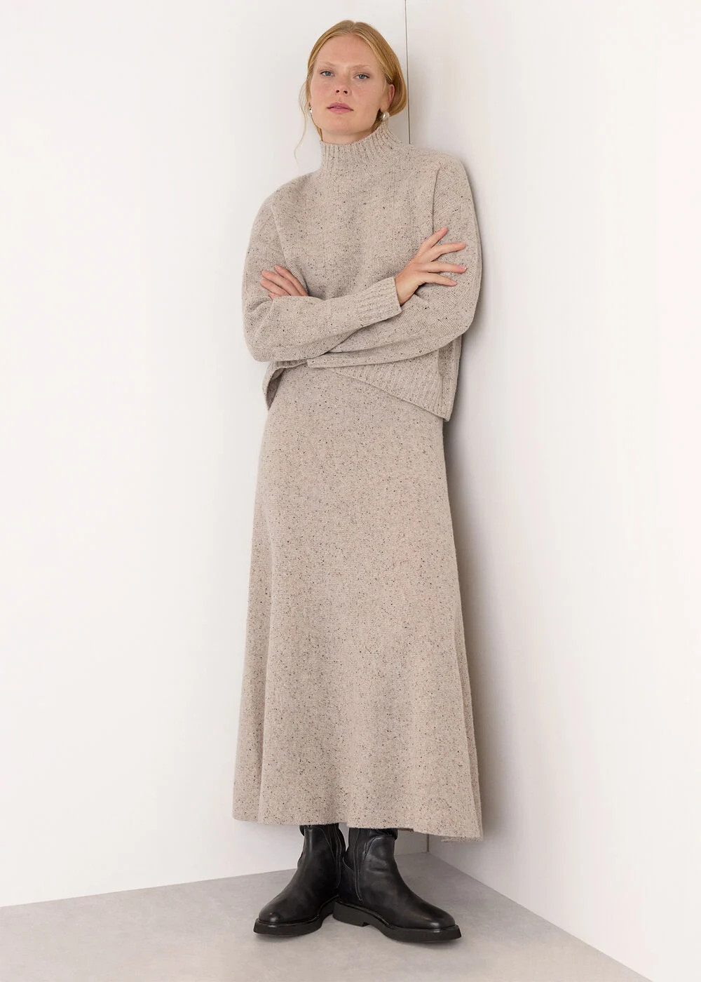 Neutral Wool Textured Check Knit | WHISTLES | Whistles UK | | Whistles