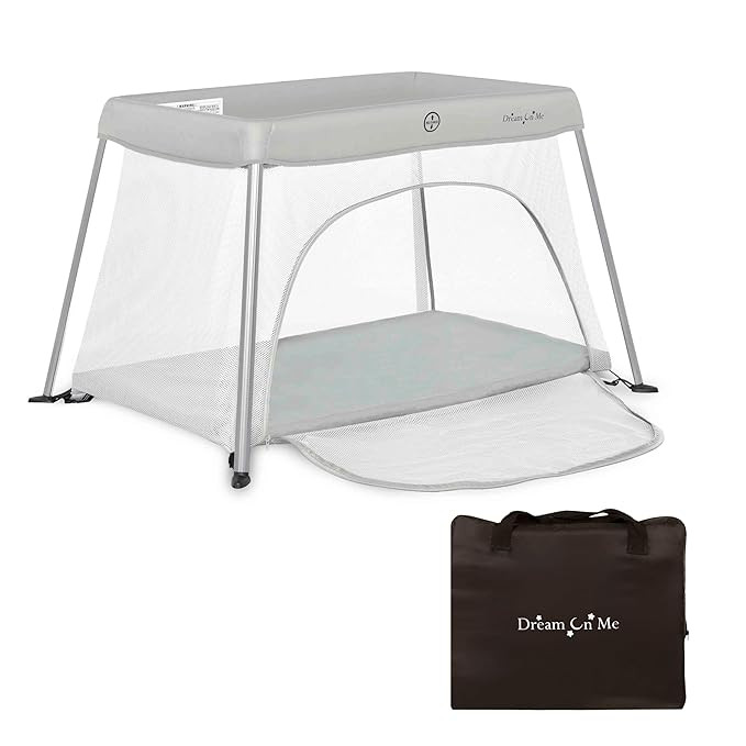 Dream On Me Travel Light Playard with Mesh Zipper Door in Grey | Amazon (US)