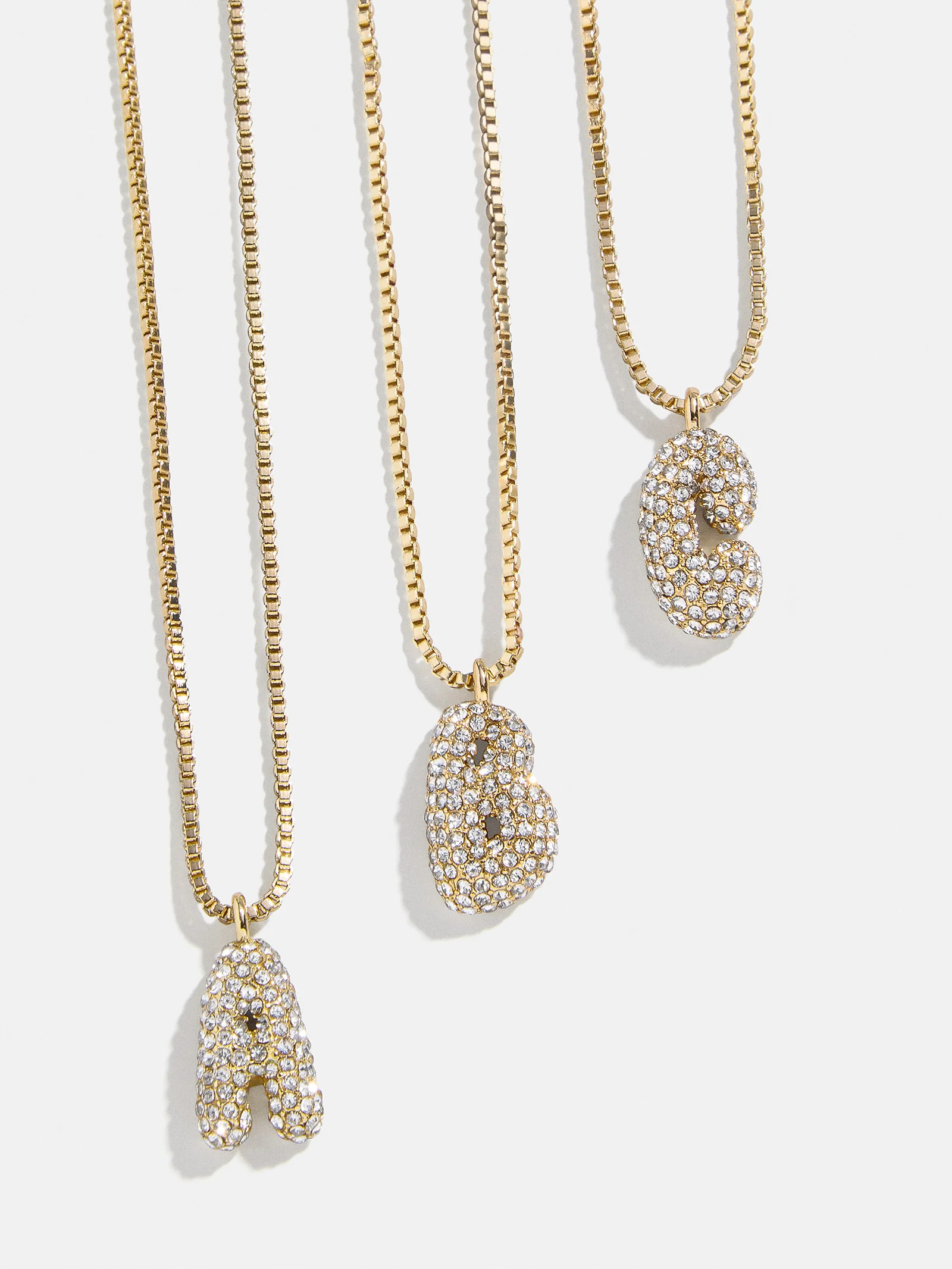 Gwen Mini Bubble Initial Necklace - Gold/Pavé | BaubleBar