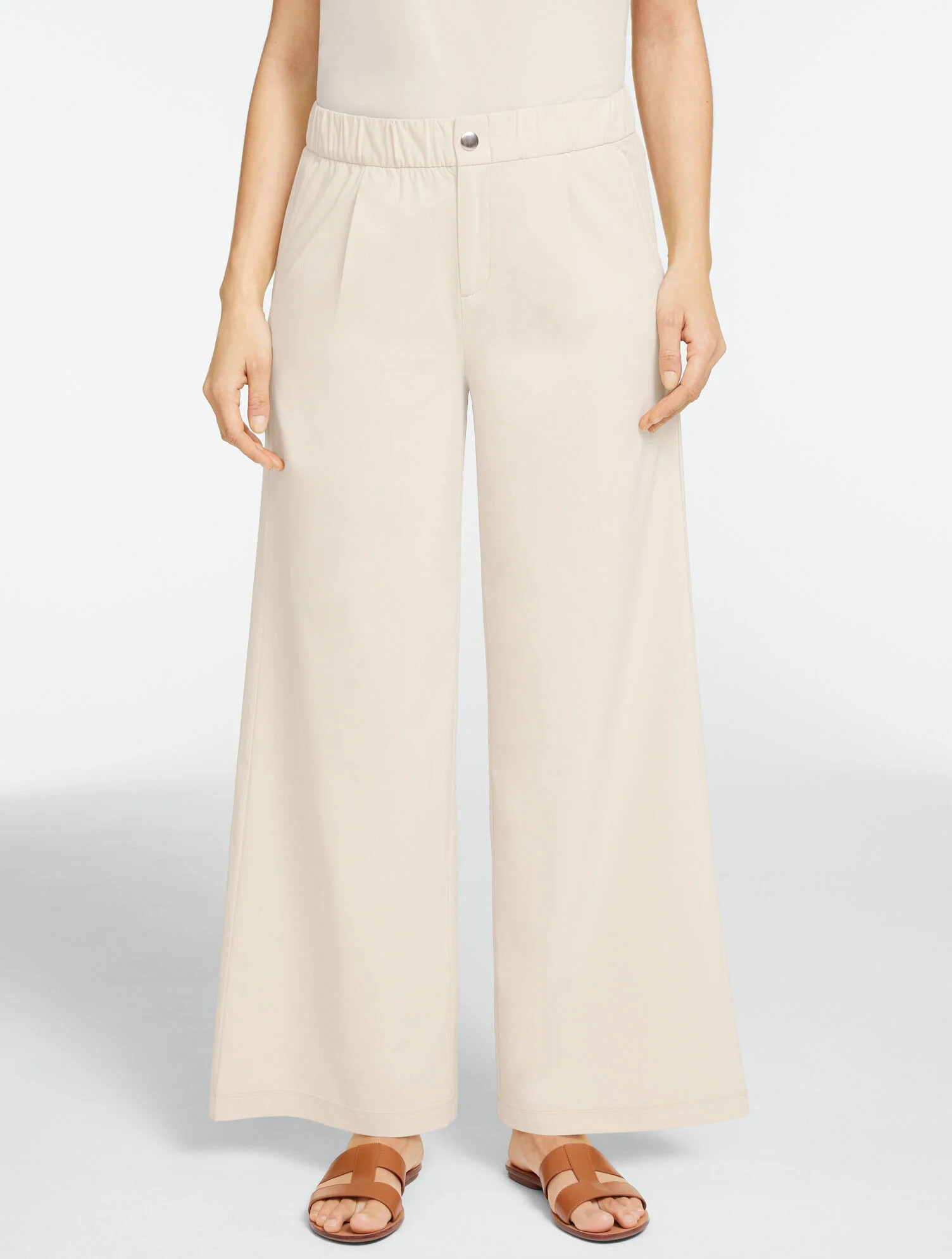 Lightweight Woven Stretch Wide Leg Pull-On Pants | Talbots