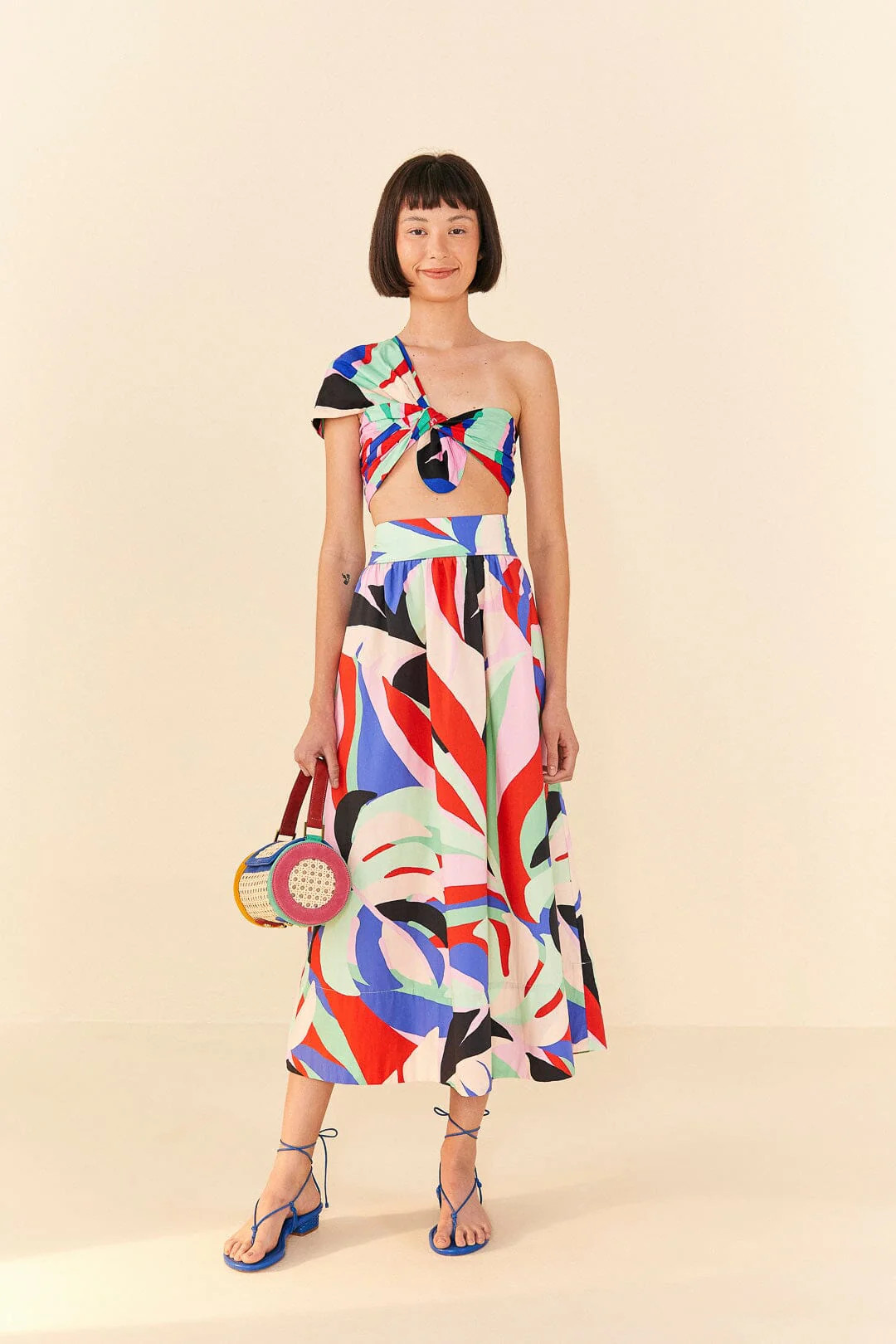 Colorful Monstera Midi Skirt | FarmRio (US)