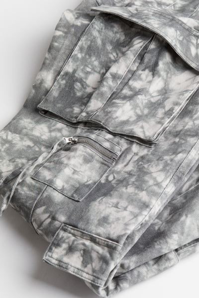 Twill Cargo Pants - Gray/tie-dye - Ladies | H&M US | H&M (US + CA)