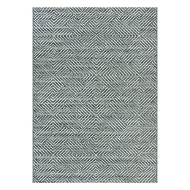 Better Homes & Gardens Woven Geo 5’ x 7’ Outdoor Rug - Polypropylene/Polyester - Blue | Walmart (US)