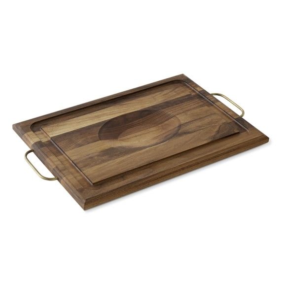 J.K Adams Handled Cutting & Carving Board, Walnut with Brass Handles | Williams-Sonoma