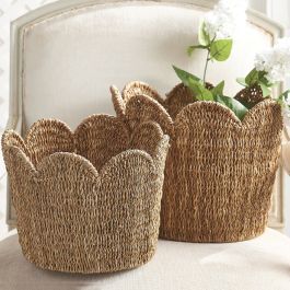 Scalloped Edge Decorative Basket Set of 2 | Antique Farm House