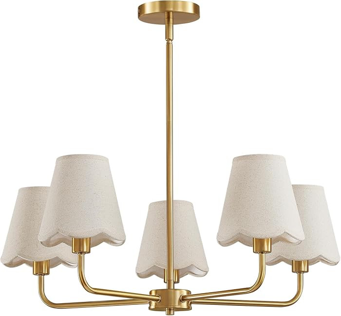 KAISITE Modern Gold Chandelier 5-Light Farmhouse Chandelier for Dining Room Industrial Dining Kit... | Amazon (US)