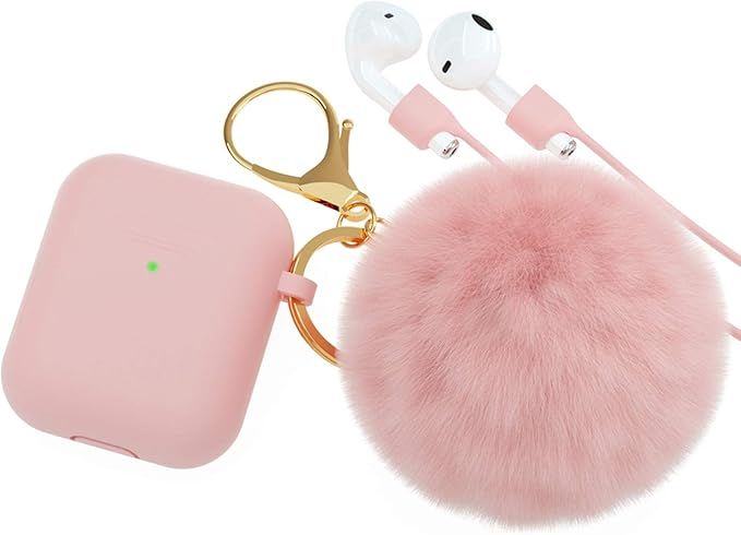 BRG for AirPods Case,Soft Cute Silicone Cover for Apple Airpods 2 & 1 Cases with Pom Pom Fur Ball... | Amazon (US)