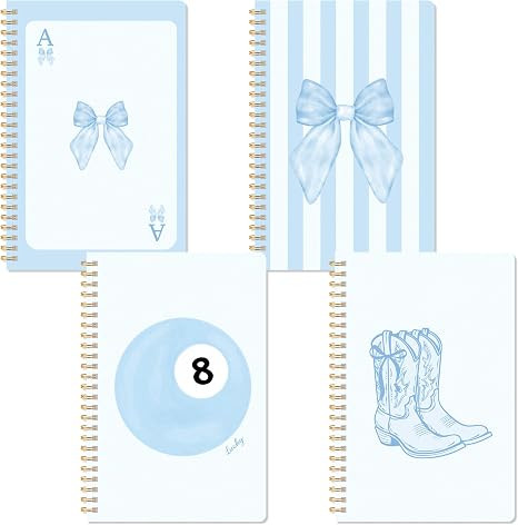 CNhoqc Blue Spiral Journal Notebooks, 4Pcs A5 Watercolor Coquette Notebooks | College Ruled Lined... | Amazon (US)
