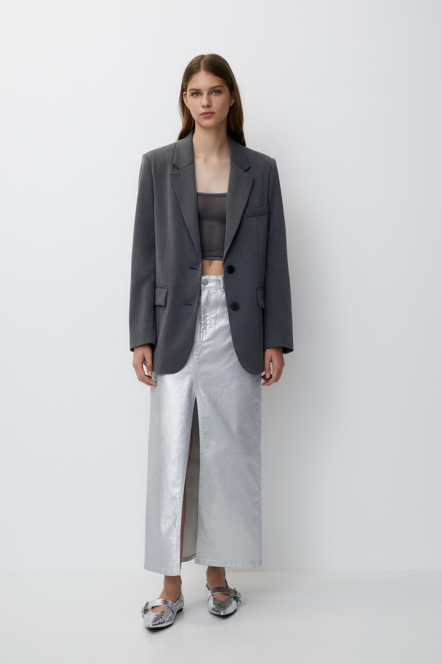 Basic double-breasted buttoned blazer | PULL and BEAR UK