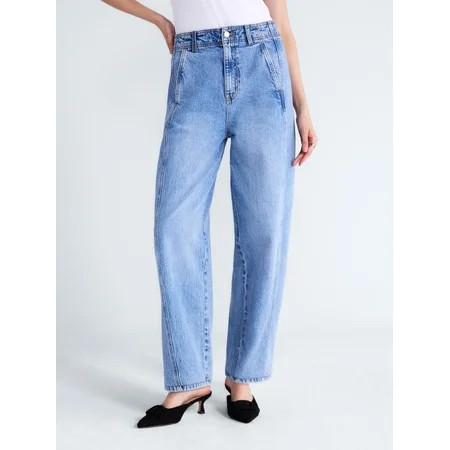 Free Assembly Women's and Women's Plus Side Panel Barrel Jeans, 30" Inseam, Sizes 0-28W | Walmart (US)