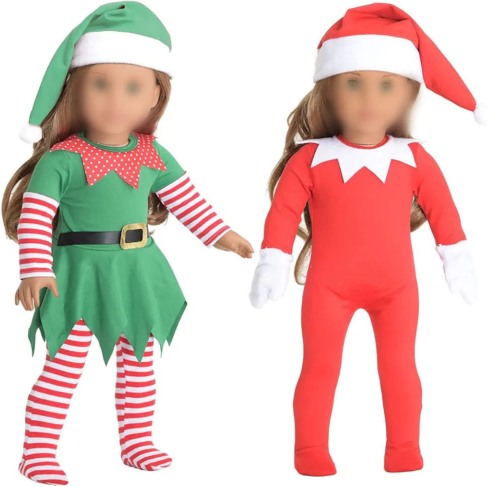 18 inch Christmas Doll Clothes, 18 inch Christmas Elf Clothing Costume Santa's Little Helper Outf... | Amazon (US)