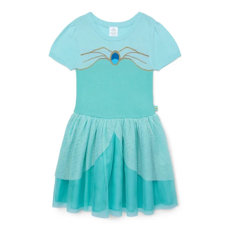 Girls Disney Princess Jasmine Cosplay Short Sleeve Sweater Dress, Sizes 4-12 | Walmart (US)