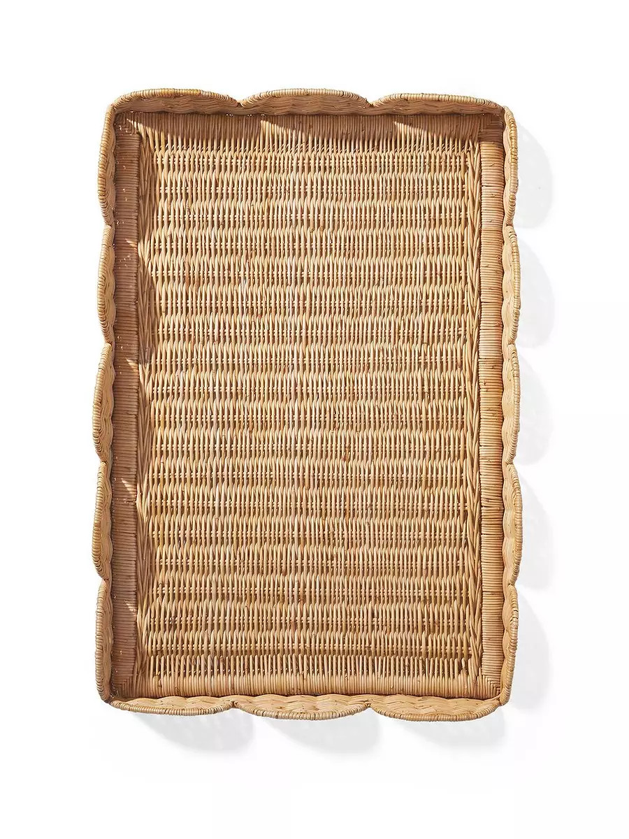 Scallop Rattan Tray | Serena and Lily