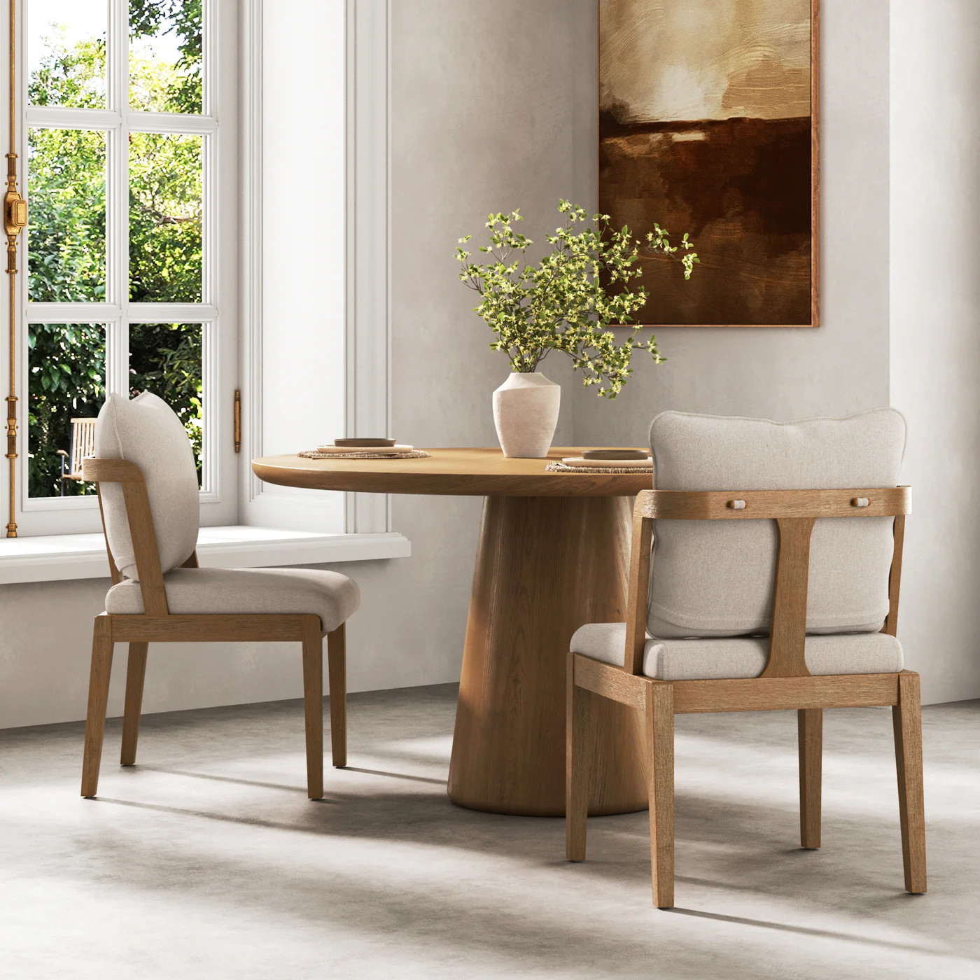 Scandinavian 2-Pack Dining Chair with Back Light Brown | Nathan James