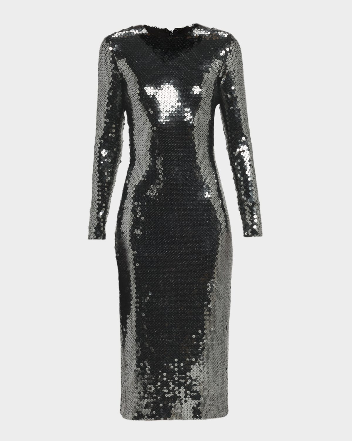Sequined Long Sleeve Midi Dress | Neiman Marcus