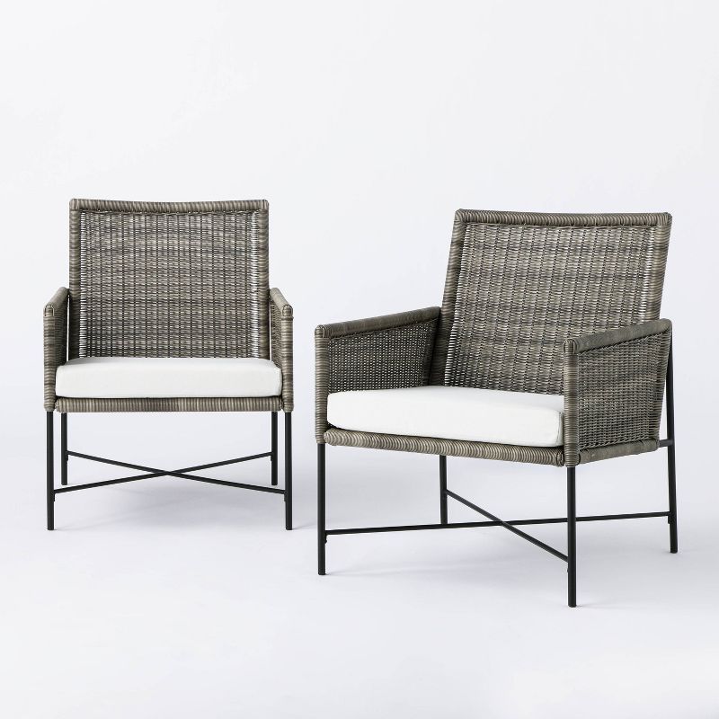 2pk Wicker & Metal X Frame Patio Accent Chairs, Outdoor Furniture - Gray  - Threshold™ designed... | Target