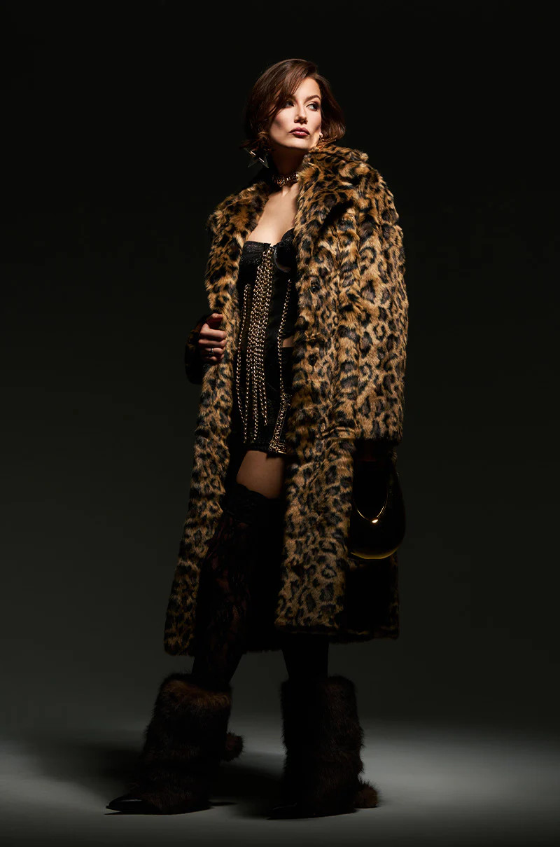 CATTY FAUX FUR LEOPARD COAT | AKIRA