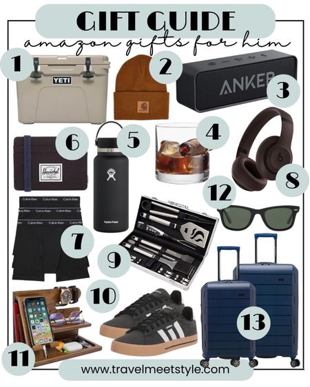 Amazon gift guide for him | Head to www.travelmeetsstyle.com for more details and Christmas gift ideas! 



Men’s gifts, amazon gifts, Christmas gifts, gifts for him, amazon finds, amazon must haves, last minute gifts, yeti cooler, carhartt beanje, anker Bluetooth speaker, Herschel mens wallet, hydro flask water bottle, rocks glass, beats headphones, noise cancelling head phones, Calvin Klein boxers, men’s boxers, stocking stuffers, cuisinart grill set, wood charging station, adidas sneakers, luggage set, ray ban sunglasses, travel essentials, tech gear, outdoor gifts 

#LTKGiftGuide #LTKmens #LTKsalealert
