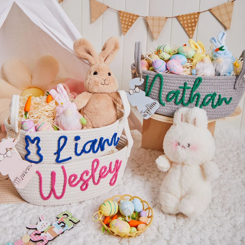 Personalized Easter Gift Basket for Baby, Customized Basket for Baby Shower, Cute Kids Design Bas... | Etsy (US)