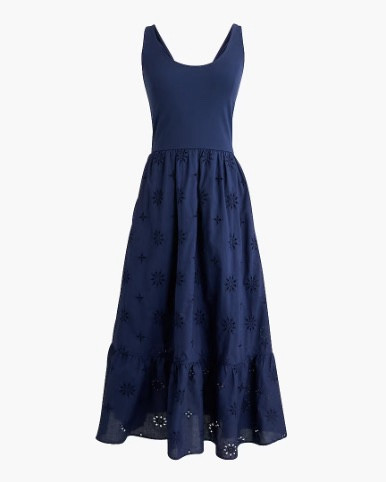 Navy blue eyelet midi dress 

#LTKSeasonal #LTKSaleAlert
