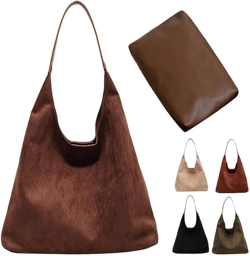Suede Bags for Women Brown Suede Bag Suede Bag Retro Suede Slouchy Bag Suede Shoulder Bag Slouchy... | Amazon (US)