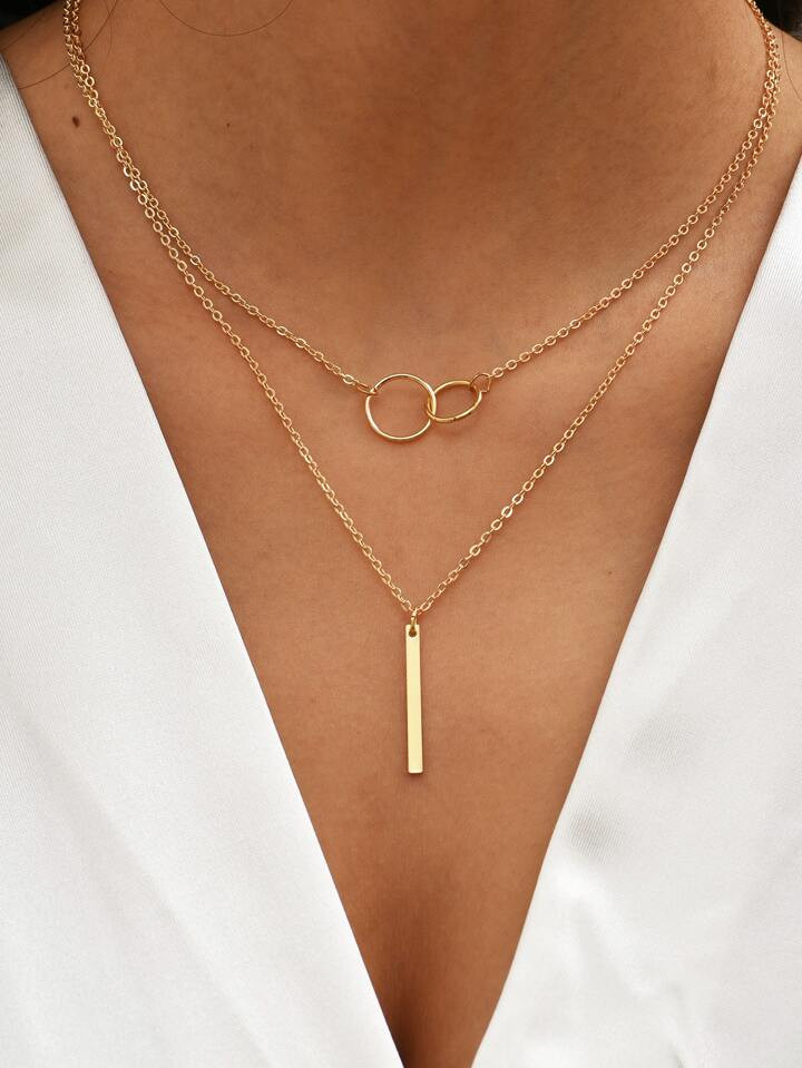 Geometric Pendant Layered Necklace | SHEIN