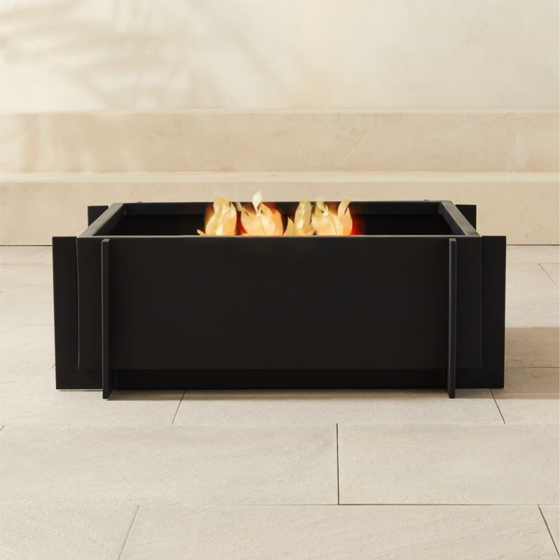 Vesta Square Black Metal Fire Pit | CB2 | CB2