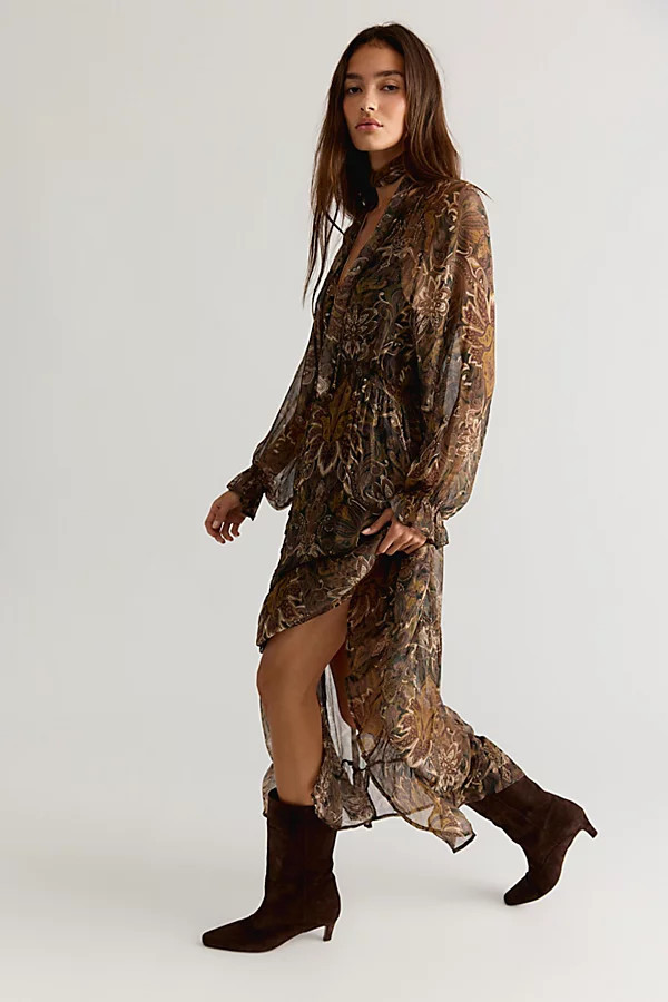 Spell Damask Button Through Midi Dress | Free People (Global - UK&FR Excluded)