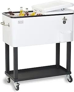 BLACK+DECKER Mobile Cooler on Wheels, 20 Gallon Insulated Rolling Cart with Stainless Steel Bottl... | Amazon (US)